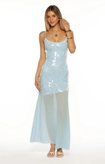 Belinda Maxi — Beginning Boutique (Light Blue Sequin)