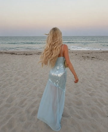 Belinda Maxi — Beginning Boutique (Light Blue Sequin)