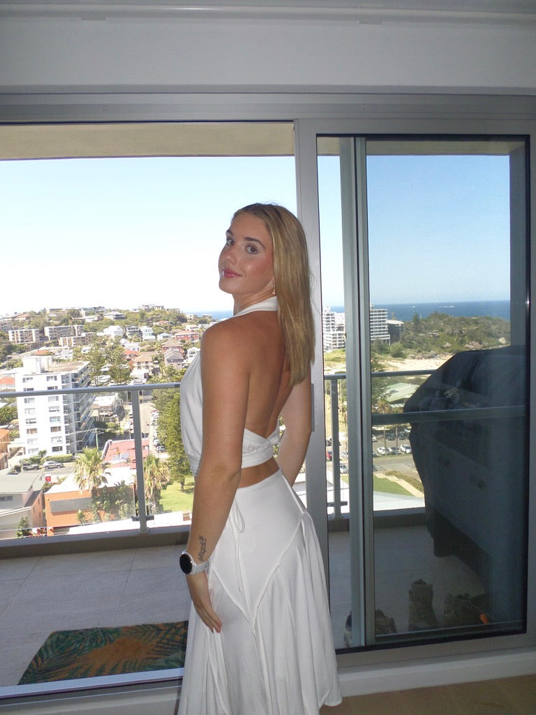 With Jean Sharni Top & Skirt Set — White