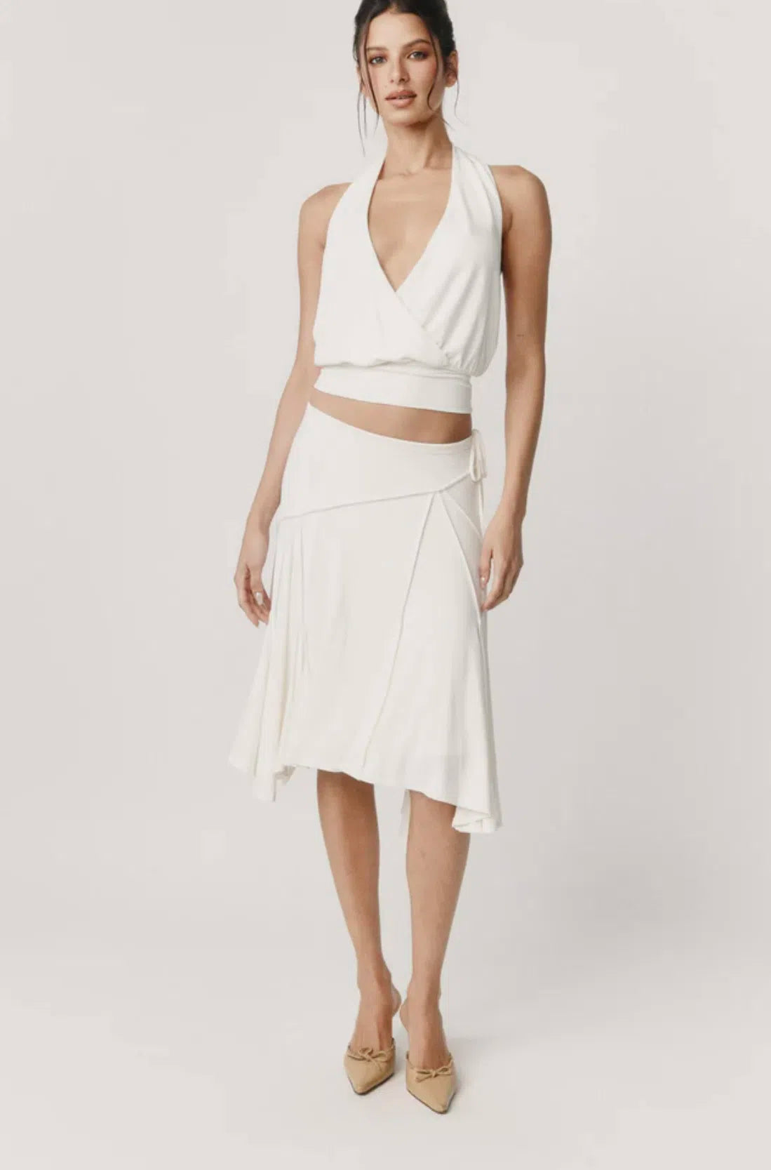 With Jean Sharni Top & Skirt Set — White