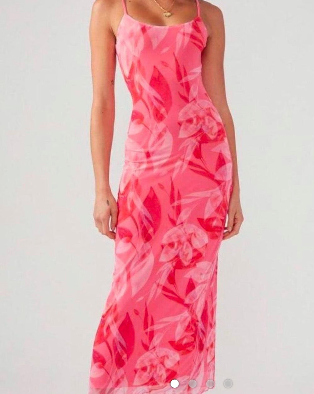 Perfect Stranger – Pink Floral Mesh Maxi
