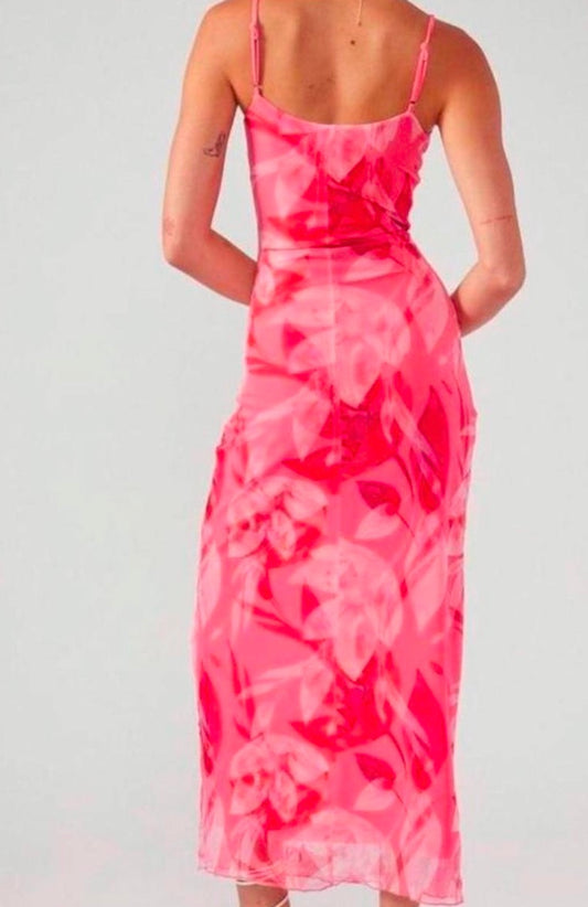 Perfect Stranger – Pink Floral Mesh Maxi