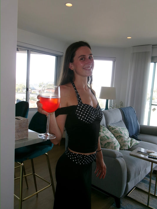 Don’t Go Naked – Polka Dot Halter Set (Black & White)